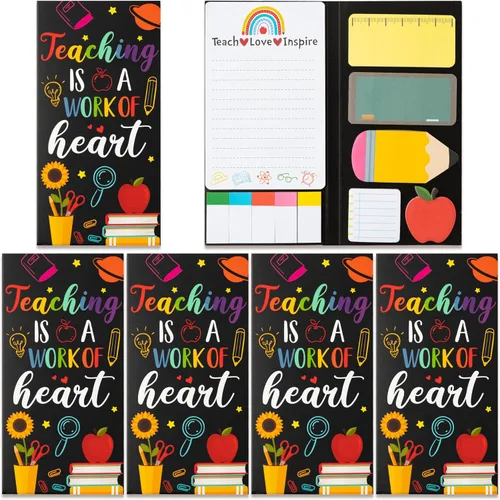 Vista 55 de Xqumoi Juego de 2 notas adhesivas Teaching is A Work of Heart, lápiz de pizarra, Apple, blocs de notas autoadhesivas para el profesor, escritura