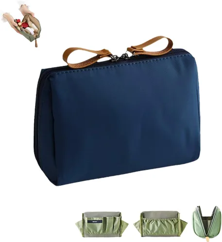 Vista 8 de Bolsa de maquillaje de viaje para mujer, mini bolsa de maquillaje de viaje impermeable, bolsa de embrague, bolsa multifuncional de gran capacidad