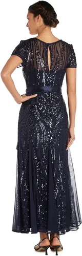 Vista 2 de R&M Richards Vestido de lentejuelas de manga corta para mujer