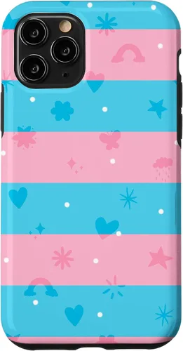 Vista 10 de Funda para iPhone 15 Trans Pride Fun Doodle Style, Transgénero LGBTQ+ Pride
