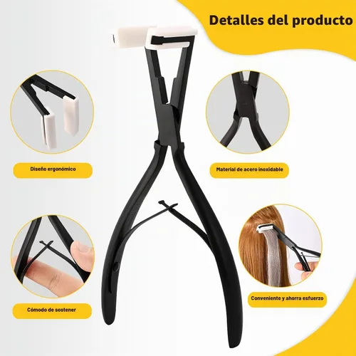 Vista 4 de Gomake Kit de herramientas de extensión de cabello con cinta adhesiva de superficie plana de acero inoxidable, pinzas de sujeción de sellado