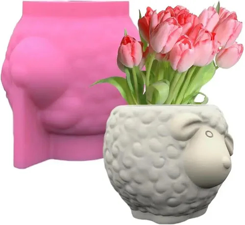 Vista 12 de Moldes de silicona de resina de búho para macetas de flores, moldes de macetas de cerámica y arcilla, molde de plantador de silicona para macetas