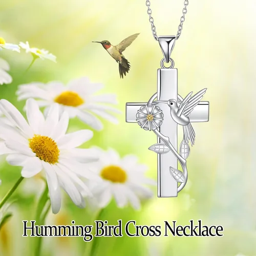 Vista 6 de Collar de mariquitalibélulacolibrí, regalos para mujeres, collar de fe con cruz de mariquita, joyería de Navidad para madre, hija, abuela