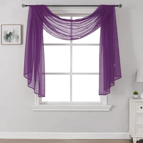 Vista 38 de Bufanda transparente para ventana de 144 pulgadas de largo, color azul bebé, perfecta como bufandas de cenefa, así como toldo de cama o decoración