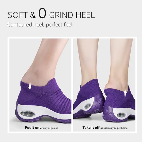 Vista 7 de STQ - Tenis para caminar, sin cordones, de malla transpirable, cómodos, a la moda, mocasines con plataforma de cuña para mujer