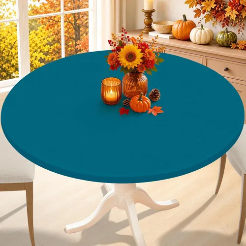 Vista 25 de Smiry - Mantel redondo de elastano, manteles ajustados lavables elásticos para mesas de 36 a 44 pulgadas, cubierta de mesa de picnic elástica