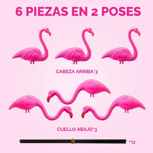 Vista 9 de JOYIN Juego de 2 pequeñas estacas de adorno de flamenco rosa para patio, mini estatua de flamenco de plástico con patas de metal para aceras