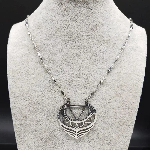Vista 4 de Stainless Steel Flower Necklace Women Feather Silver Color Necklaces Pendants Jewerly Bisuteria