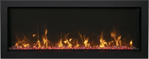 Vista 2 de Amantii Panorama - Chimenea eléctrica para interiores y exteriores, extra delgada, integrada (BI-60-XTRASLIM), 60 pulgadas