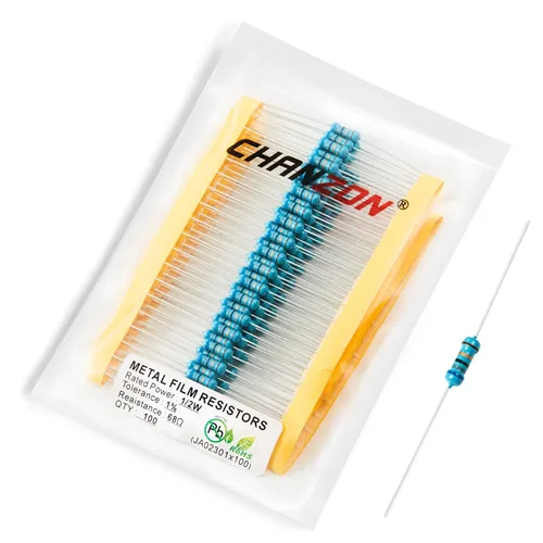 Vista 40 de Chanzon 100pcs 1/2W (0.5W) 1 Ω ohmios Resistencia fija de película metálica 0.01 ±1% Tolerancia 1R MF Orificio pasante Resistencias limitadoras