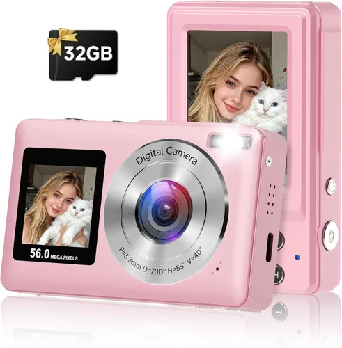 Vista 10 de Cámara digital, cámara digital de pantalla dual de 56 MP mejorada en 2026, cámaras compactas con batería integrada con zoom de 16X, cámaras de viaje