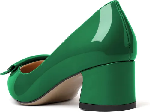 Vista 5 de Eldof Tacones para mujer, tacón grueso, sin cordones, punta puntiaguda, tacón bajo, zapatos de oficina para fiesta, 2 pulgadas