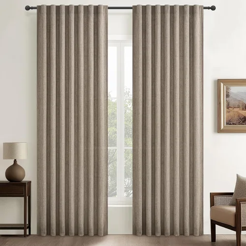 Vista 14 de Cortinas translúcidas de lino beige blanco de 84 pulgadas de largo, 2 paneles, cortinas modernas con filtrado de luz y privacidad, riel de techo