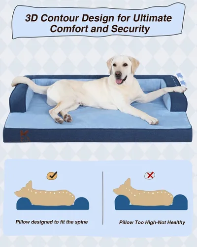 Vista 5 de KSIIA Cama Lavable para Perro XXL para Perros Mayores, Sofá Ortopédico para Mascotas, Cama de Mascotas Impermeable con Laterales, Cama Jumbo