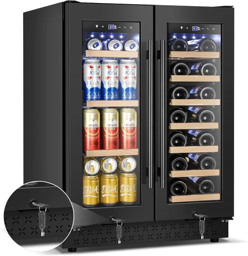 Vista 18 de Refrigerador Enfriador de Vinos de 8 Botellas, Refrigerador Pequeño de Vino, Mini Refrigerador de Vino de Encimera con Puerta de Vidrio, Bodegas