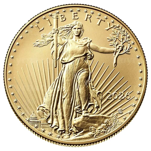 Vista 2 de Casa de la Moneda de los Estados Unidos 2025 American Gold Eagle 1/10 de onza Moneda de prueba, marca de la Casa de la Moneda de EE. UU., oro