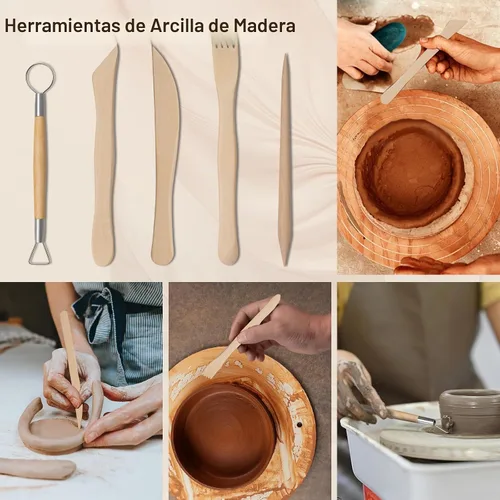 Vista 3 de Amrules - Kit de herramientas de escultura de arcilla polimérica de 43 piezas para adultos, color amarillo claro