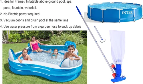 Vista 3 de Pool SupplyTown Aspiradora de propulsión mini para alberca, spa, jacuzzi y fuentes, con cepillo, bolsa, y brazo de 4 pies