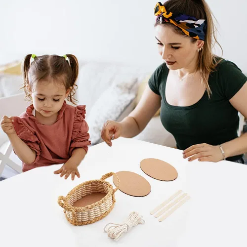 Vista 7 de FREEBLOSS Juego de 2 cestas tejidas para bricolaje, kit de tejido de macramé, suministros para hacer cestas, adecuado para proyectos de artes