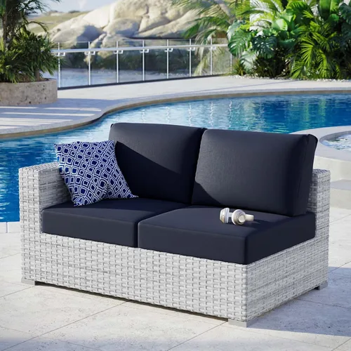 Vista 8 de Modway Convene - Otomana rectangular de mimbre para patio al aire libre, color gris claro