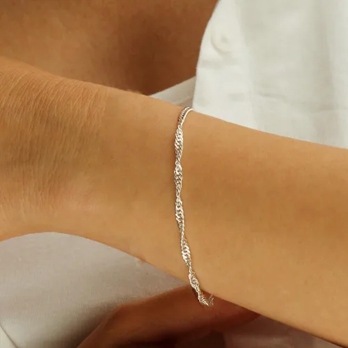 Vista 3 de Pulsera de cadena de elegante oro para mujer, pulseras de cadena individual o en capas, con eslabón de dije de corazón, karma, triángulo, perlas