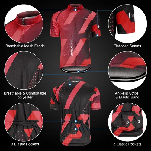 Vista 11 de Lixada Camiseta de ciclismo para hombre de manga corta con pantalones cortos acolchados de secado rápido para verano, ropa corta para bicicleta