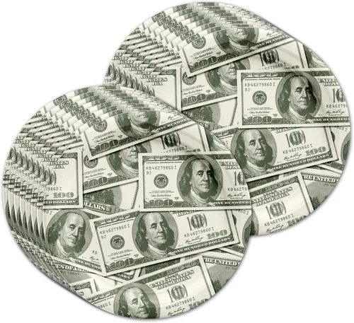 Vista 2 de Dinero $100 Dollar Billetes Fiesta de Cumpleaños Suministros Set Platos Servilletas Tazas Vajilla Kit para 16