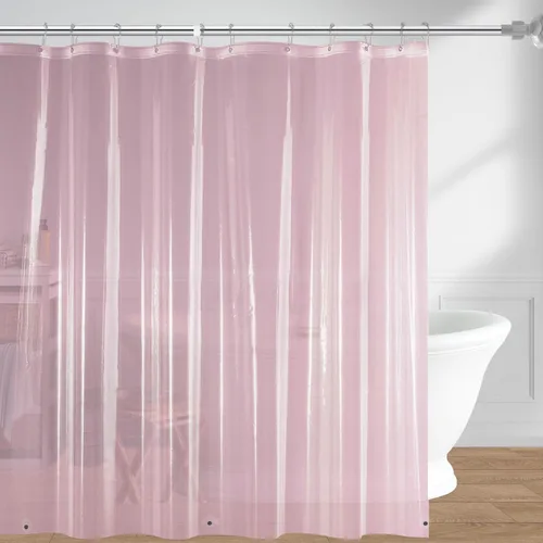 Vista 8 de Downluxe - Forro de cortina para regadera de 72x72 - PEVA transparente. Calibre 3, calibre 8, esmerilado ligero, impermeable, inodoro con orificios