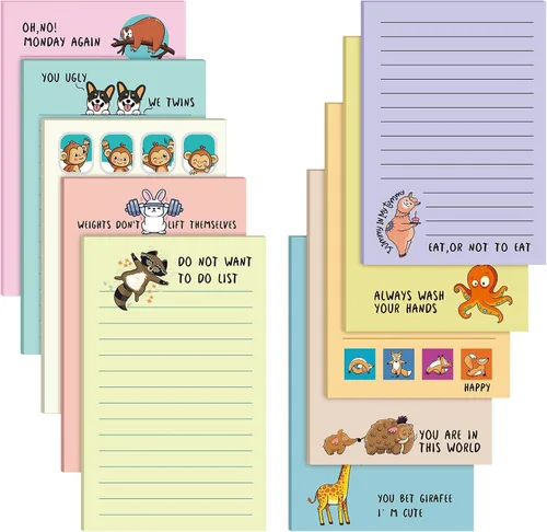 Vista 8 de Spakon 10 Packs Funny Memo Notepads Funny Novelty Humor Note Pads Office Christmas Coworker Gifts for Women Affirmation Kraft Yoga Animal Notepads