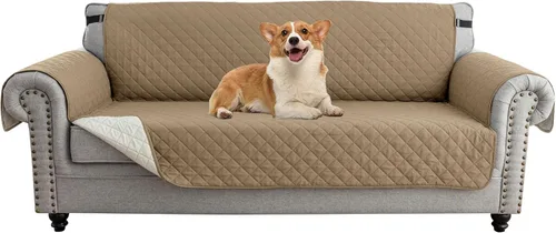 Vista 37 de UNBBRRL Funda de sofá reversible para perros y gatos, funda impermeable para muebles para mascotas y niños, protector de sofá con correas elásticas