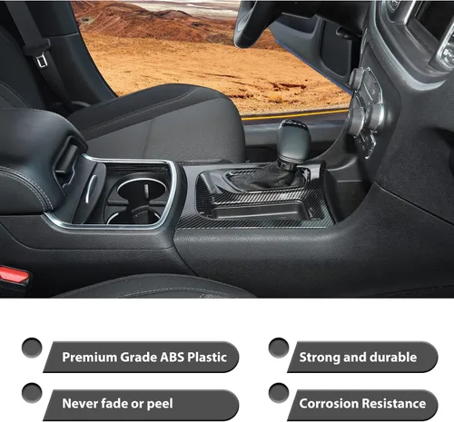 Vista 6 de CheroCar Para Dodge Charger Central Control Panel de cambio de marchas Ajuste para Dodge Charger 2015-2025 (fibra de carbono negra)