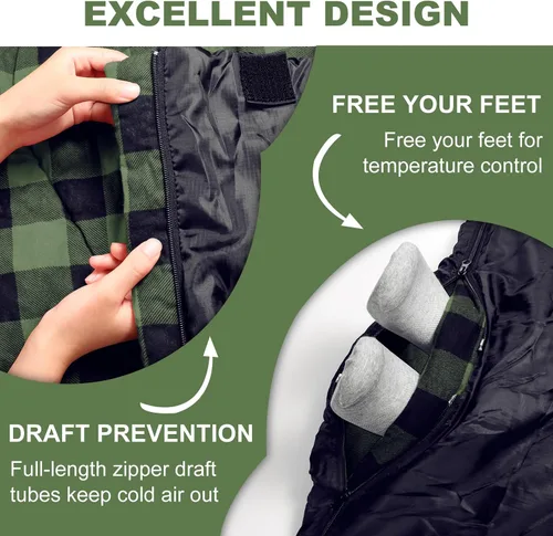 Vista 5 de XL Queen Size Double Sleeping Bag for 2 Adults Camping