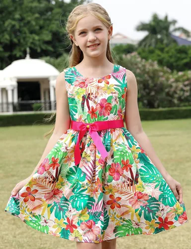 Vista 158 de Vestido de verano para niña, de algodón, con diseño floral