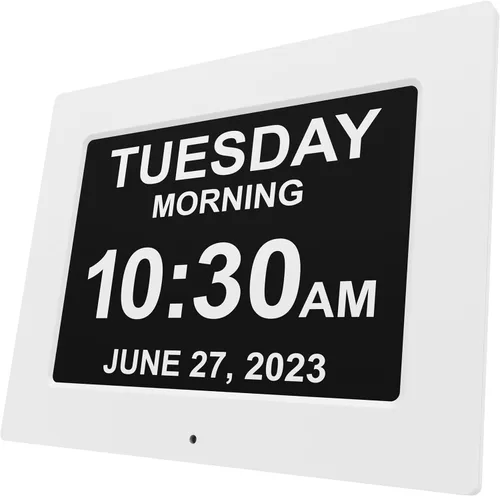 Vista 14 de American Lifetime Reloj digital grande para personas mayores, negro, 8 pulgadas, con día y fecha, alarmas personalizables, atenuación automática