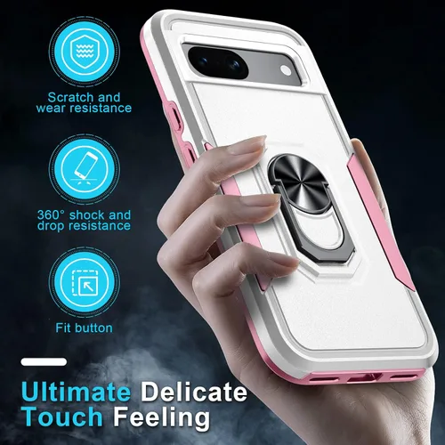 Vista 6 de Janmitta Funda para Google Pixel 8a con Protector de Pantalla + Protector de Lente de Cámara, Resistente a Prueba de Golpes de Servicio Pesado