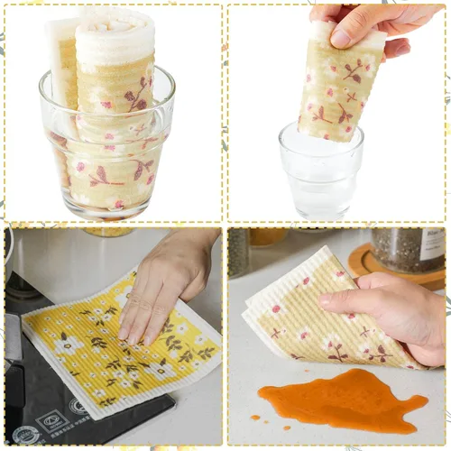 Vista 4 de CHENGU 6 paños de cocina suecos, paños de cocina absorbentes de secado rápido, reutilizables, pequeños trapos de limpieza para mostrador