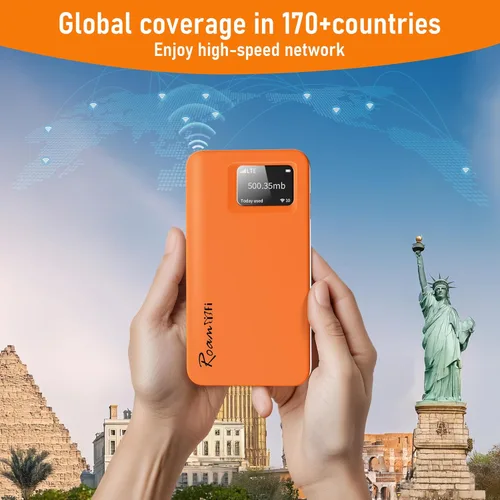 Vista 4 de RoamWiFi 4G LTE - Enrutador de punto de acceso móvil en todo el mundo, punto de acceso portátil de alta velocidad con datos de 1 GB de EE. UU., 30