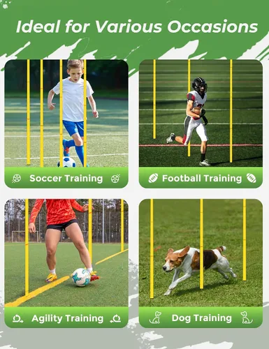 Vista 5 de SEAOTTER Bastones de entrenamiento de agilidad de fútbol, 6/10/20 unidades de 6 pies ajustables desmontables para entrenamiento de velocidad