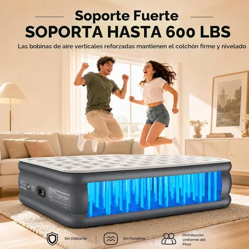 Vista 5 de OlarHike Full Air Mattress Built-in Pump，20" Air Bed for Home,600LBS Comfort Height 20" Gris