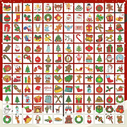 Vista 4 de EMOME 408 tatuajes temporales de Navidad, calcomanías de tatuaje con purpurina de Navidad para niños envueltas individualmente a granel, rellenos