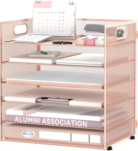 Vista 16 de Daltack Organizador de papel de 6 niveles para escritorio, organizador de bandejas de papel para escritorios, organizadores de archivos de Negro