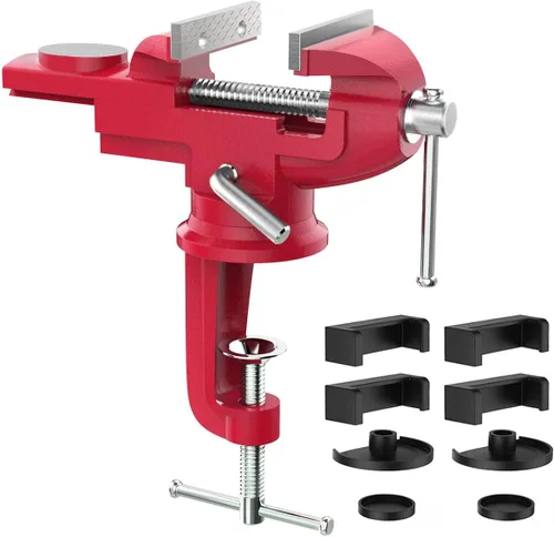 Vista 11 de Housolution Abrazadera Universal de Mesa de 3 Pulgadas, Base Giratoria de 360°, Abrazadera de Banco para el Hogar, Abrazadera de Tornillo de Banco