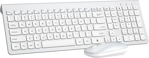 Vista 9 de Combo de teclado y mouse inalámbricos ultra delgados ergonómicos, tamaño Gris negro