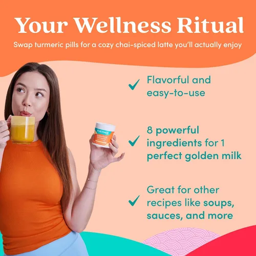 Vista 5 de Further Food Superfood - Polvo de raíz de cúrcuma – Máxima absorción, refuerzo inmunológico natural, mezcla de leche dorada, sin azúcar, keto
