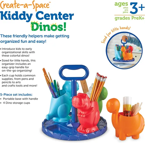 Vista 5 de Learning Resources Create-a-Space Kiddy Center Dinos, 5 piezas, a partir de 3 años, suministros para el aula, suministros escolares para profesores