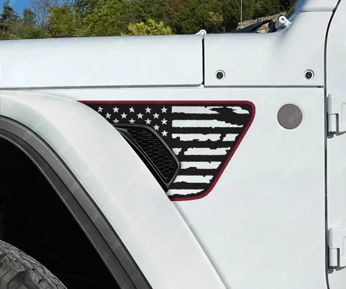 Vista 3 de Calcomanías de ventilación de guardabarros desgastadas compatibles con Jeep Wrangler Gladiator Rubicon JL JT 2018-2026 (2 colores negro mate/4 azul)