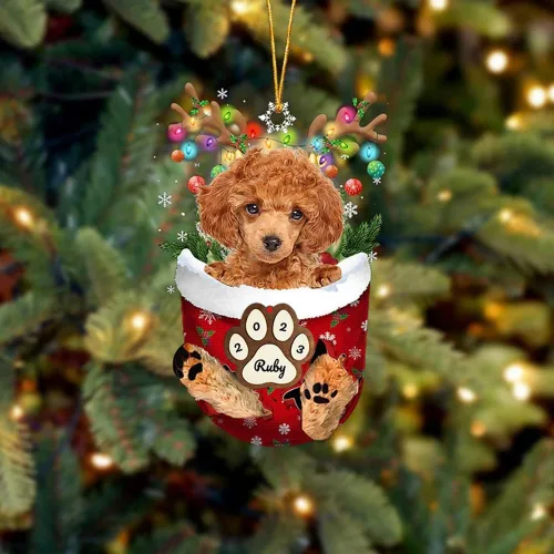 Vista 155 de Adornos personalizados de Pug cervatillo – Decoración personalizada para árbol de Navidad con patas de bolsillo de nieve