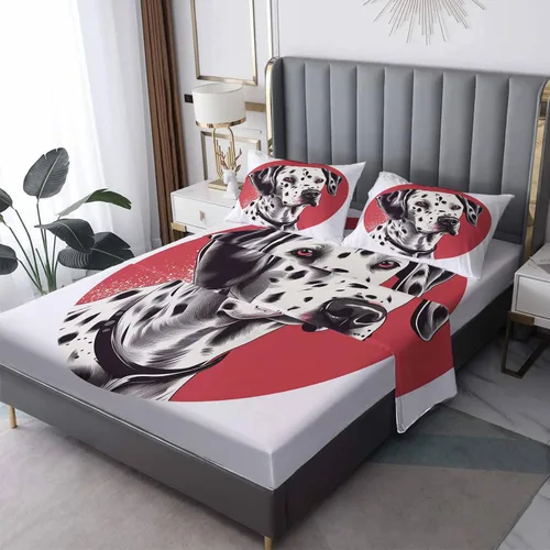 Vista 8 de Labrador Sheets tamaño individual, sábanas de perro negro, sábanas y fundas de almohada estampadas de 3 piezas, sábana bajera ajustable