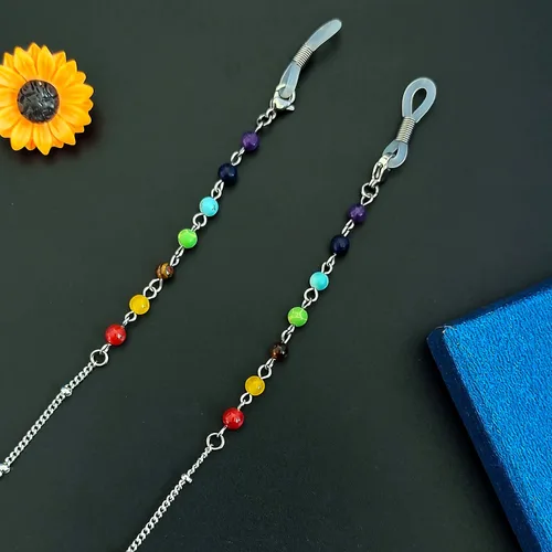 Vista 3 de Cadenas de lentes de 7 chakras para mujer, cadena de lentes con piedras preciosas - Correa para gafas para mujer