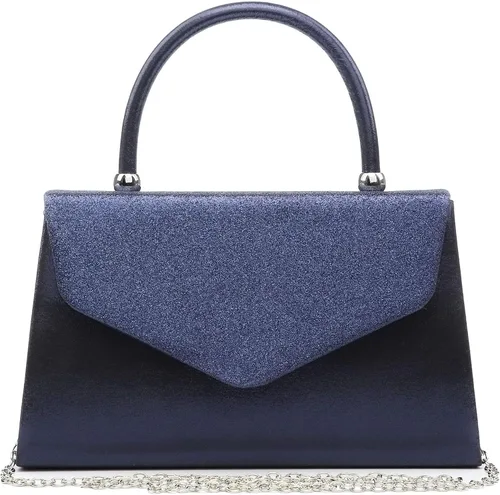 Vista 19 de Dasein Bolso de Noche para Mujer, Bolsos de Embrague para Fiesta, Bolsos de Boda, Bolsos de Cóctel y Baile con Brillo Esmerilado Champán